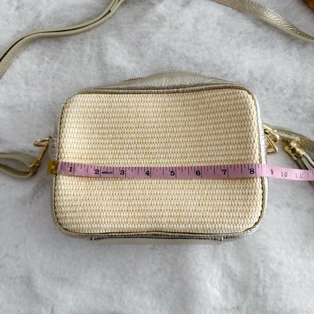 Gold & Natural Woven Crossbody Bag with Tassel - Picture 12 of 14